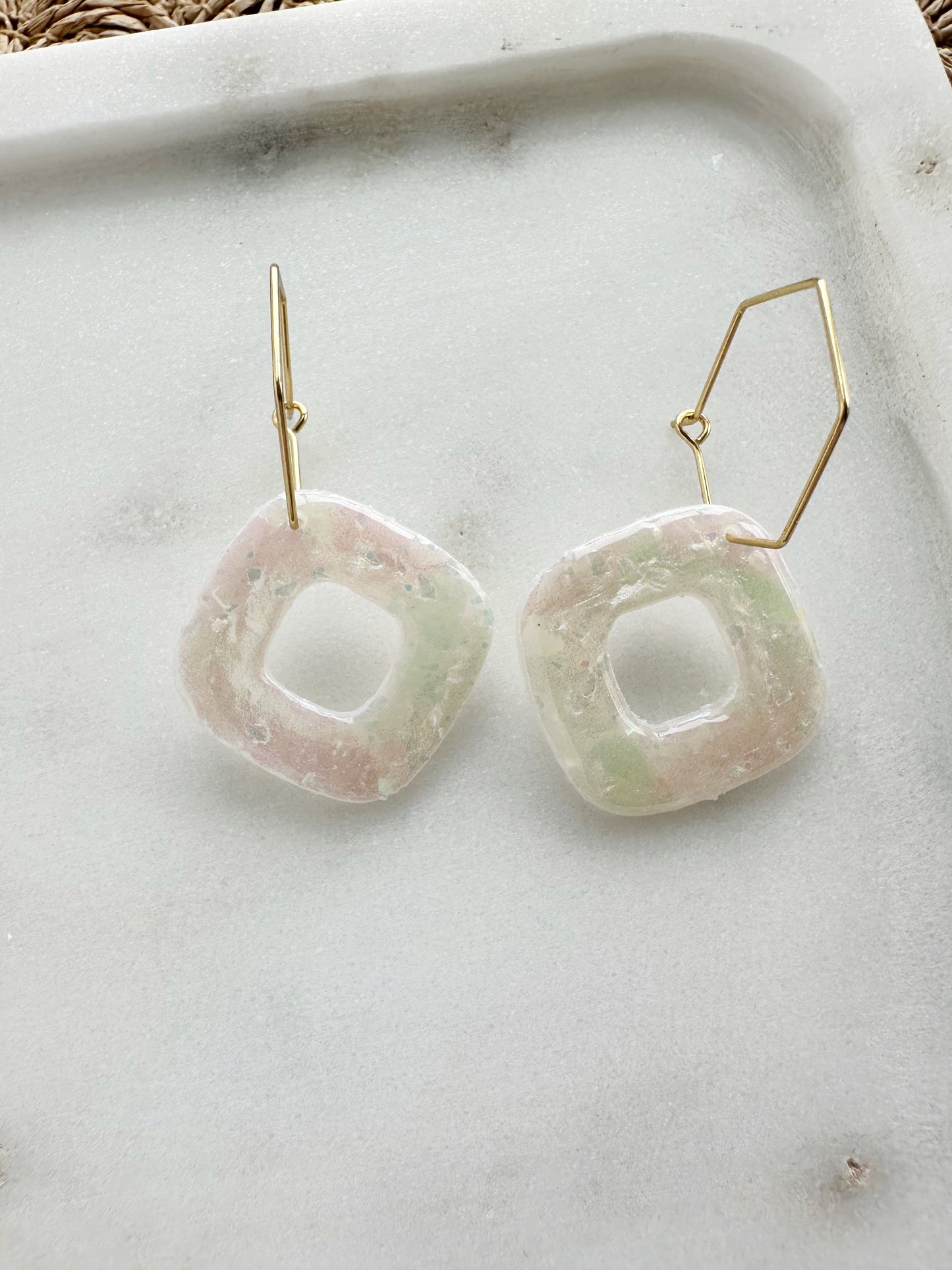 Hexagon Hoop with Opal Dangle