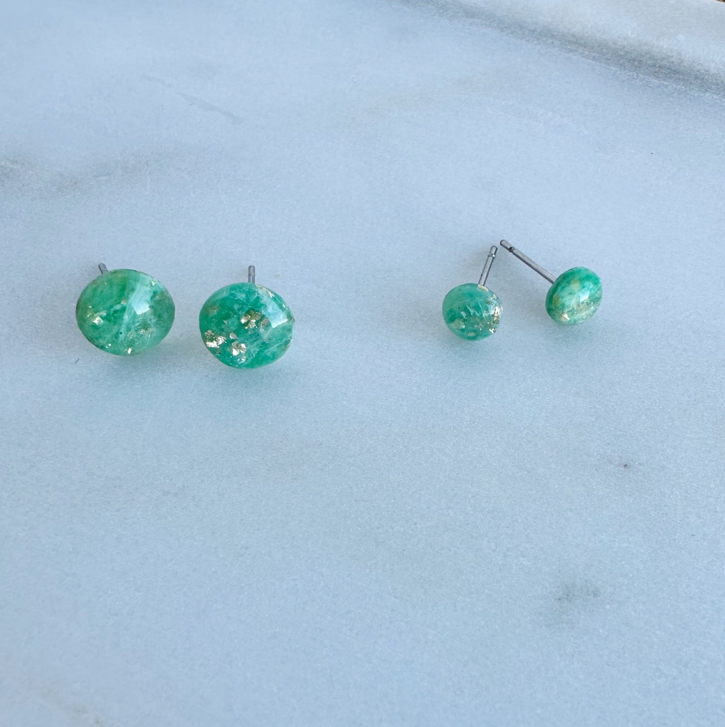 Green Marble Round Studs