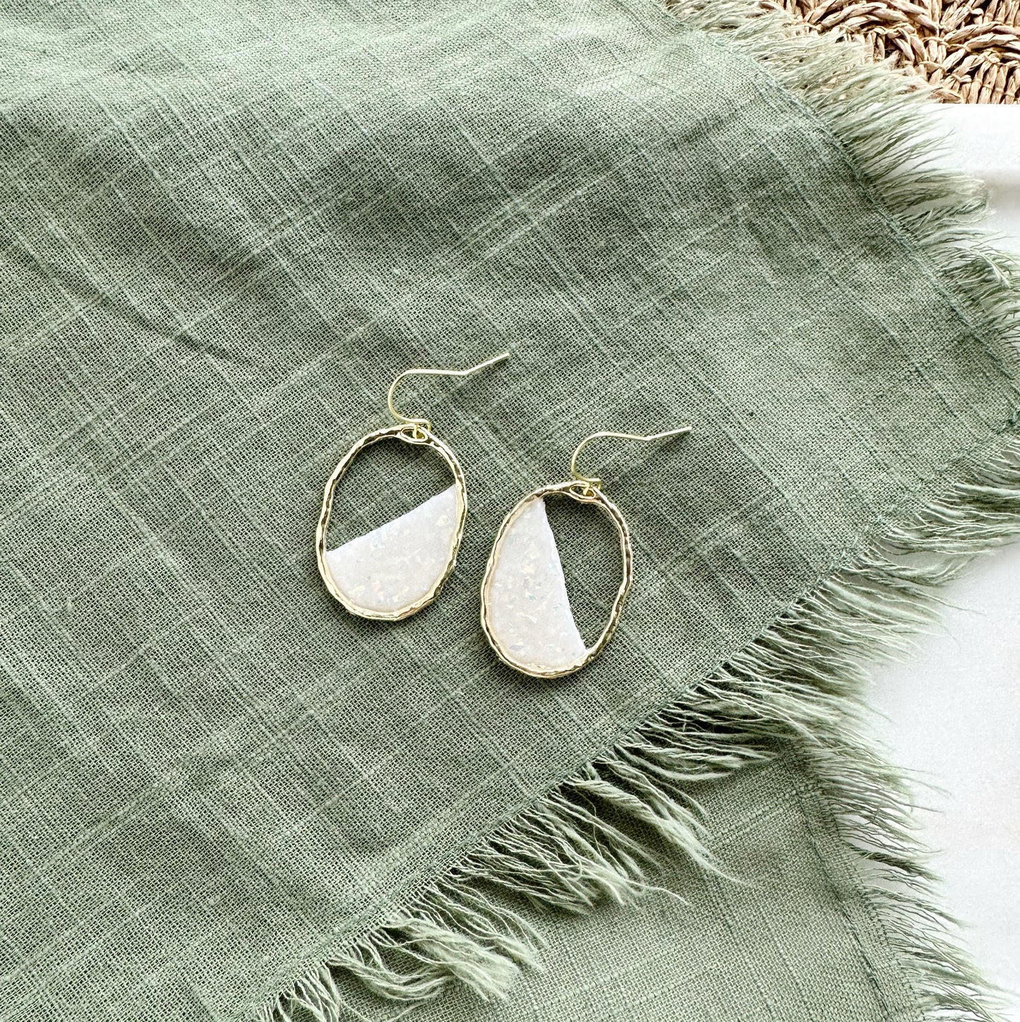 Oval Opal Hoop