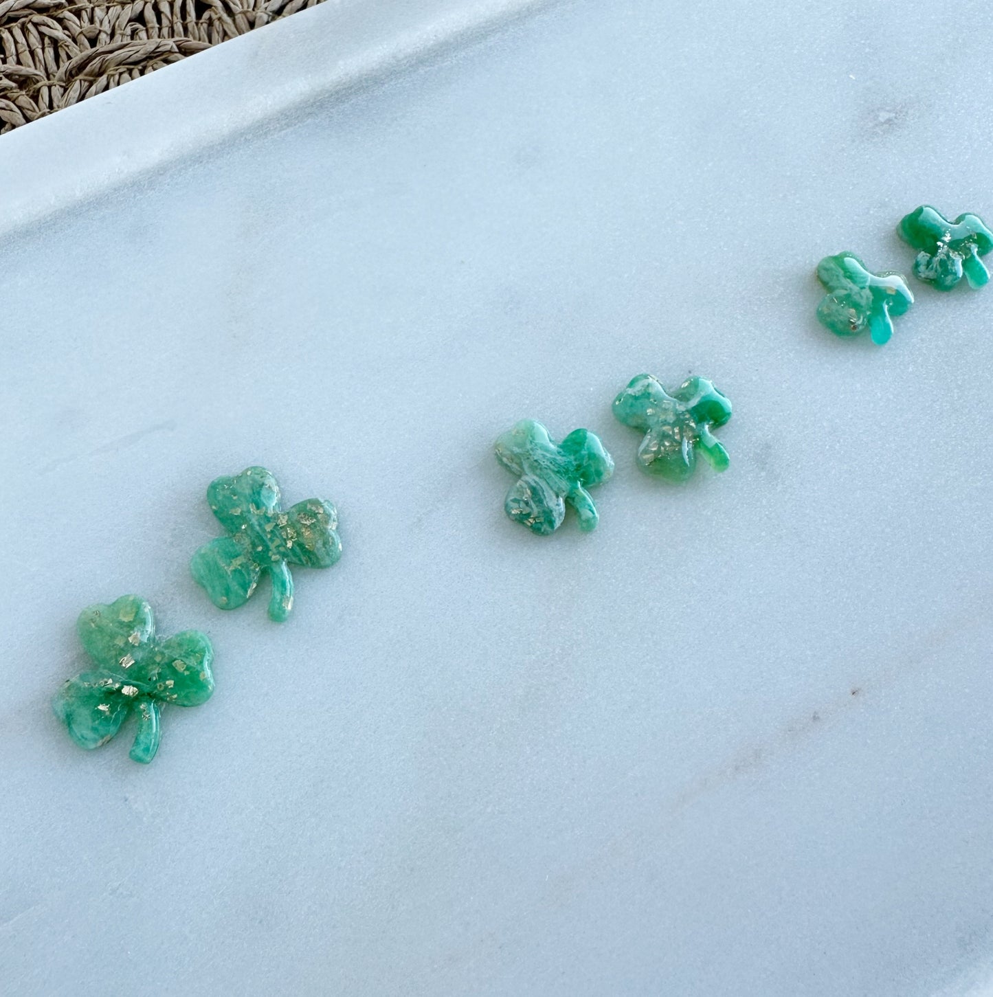 Green Marble Shamrock Studs