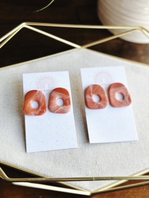 Red Canyon Organic Shape Stud Earrings