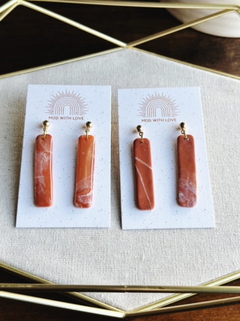 Red Canyon Long Narrow Rectangle Dangle Earrings