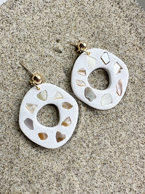 Abalone Shell Round Dangle Earrings