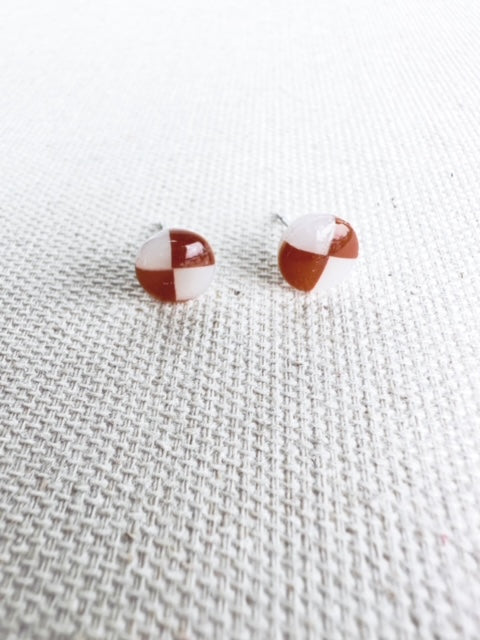 Checkered Tortoise Shell Post Earrings
