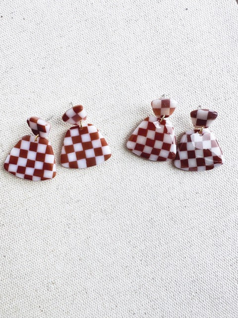 Checkered Tortoise Shell Earrings