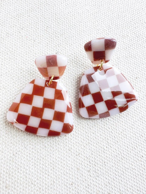 Checkered Tortoise Shell Earrings