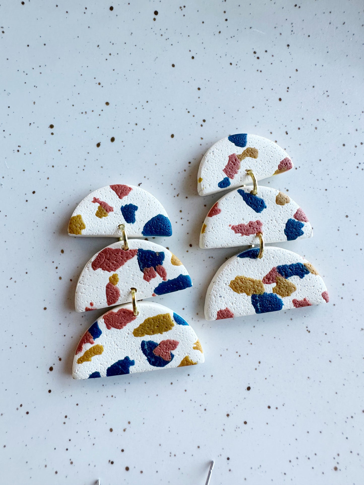Terrazzo Half Circle Dangle Earrings