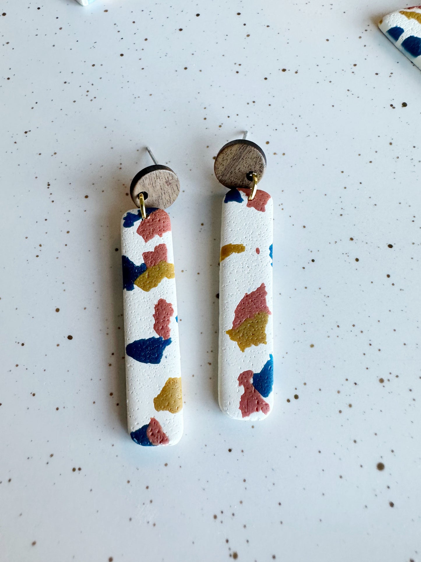 Terrazzo Long Rectangle Dangle Earrings