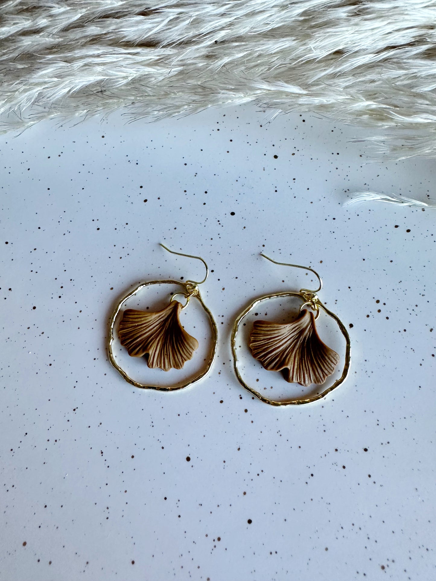 Gingko Leaf with Gold Hoop Earrings