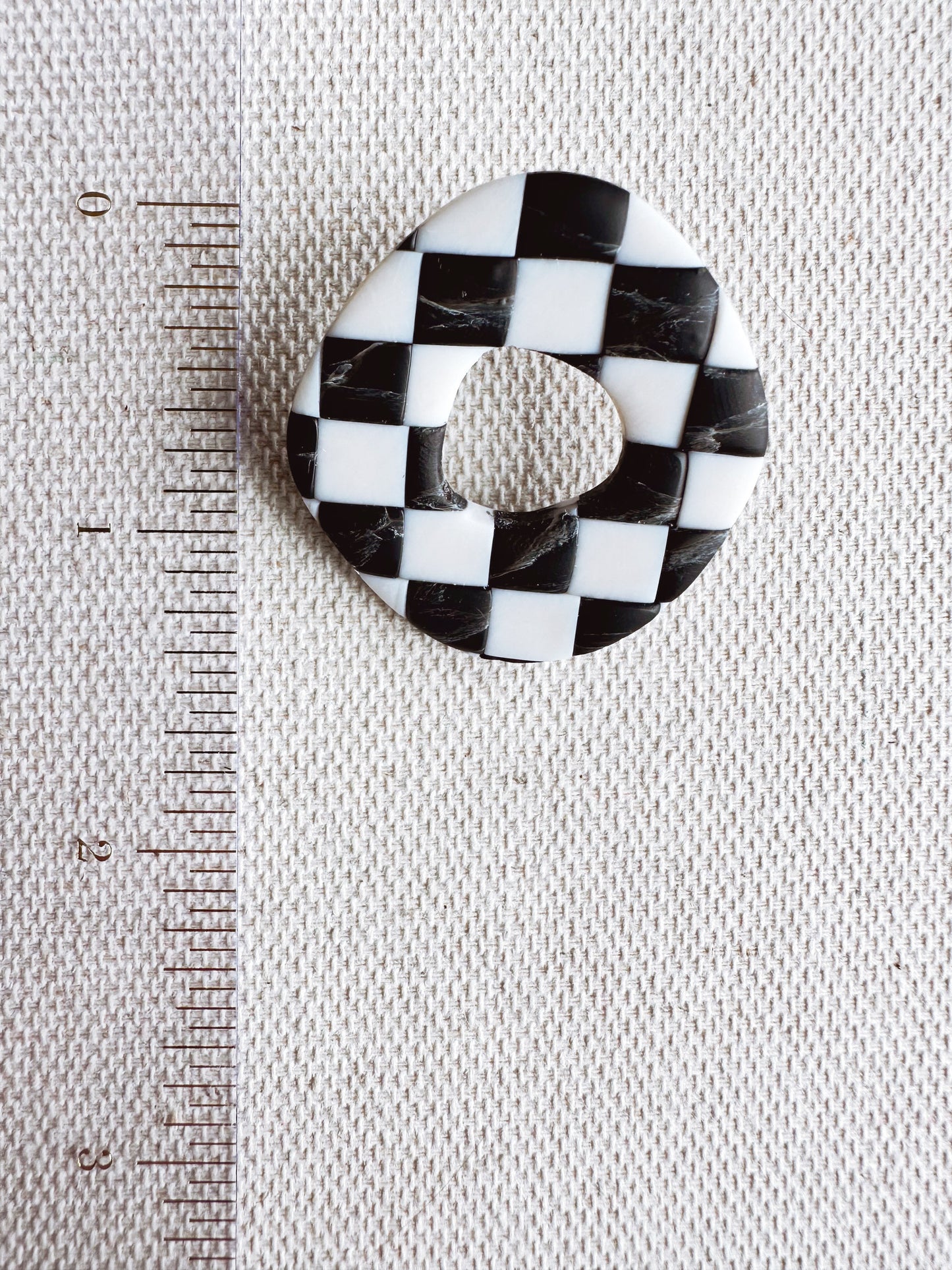 Vintage Checkered Large Organic Shape Post Earrings