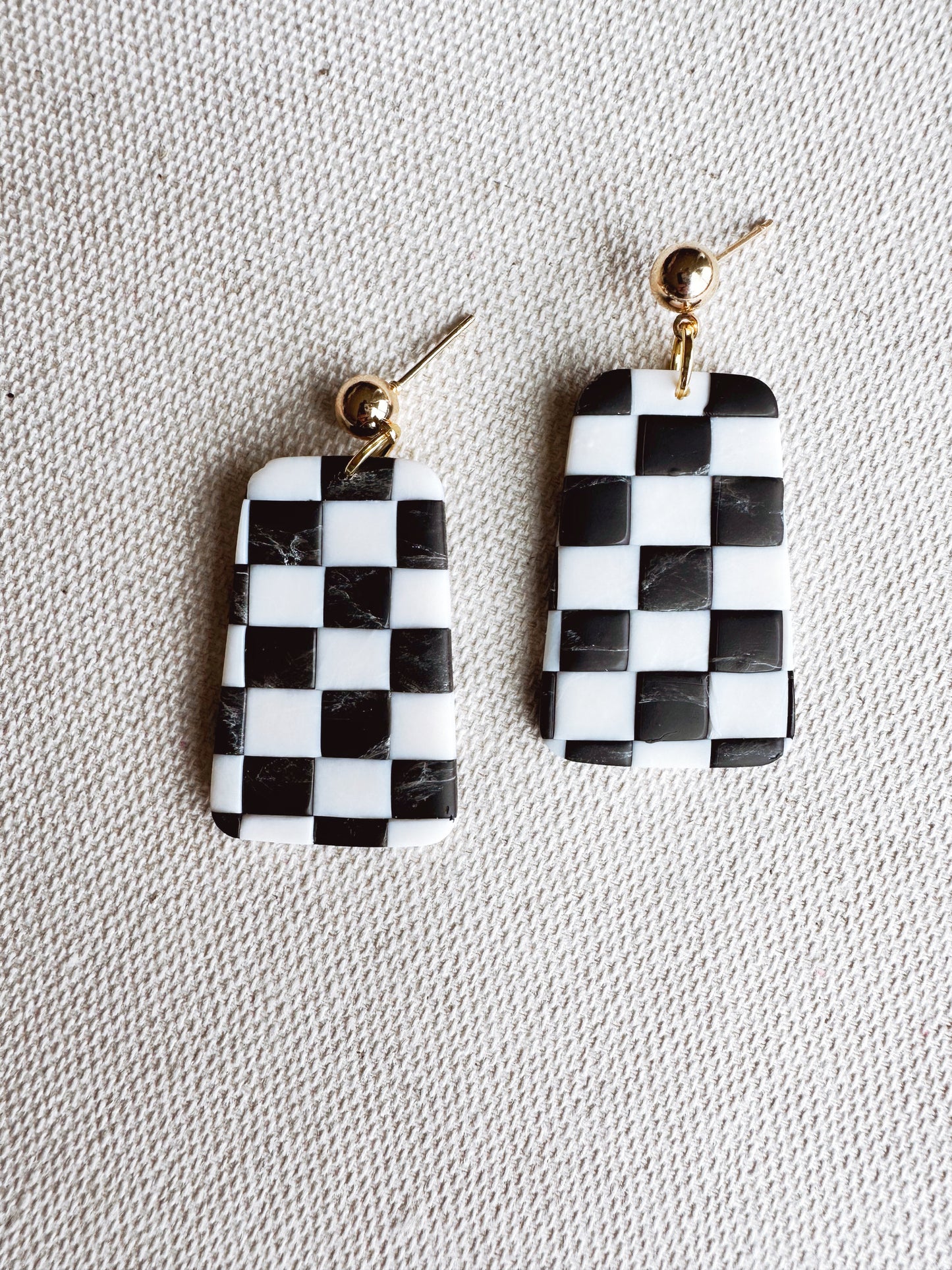 Vintage Checkered Dangle Earrings