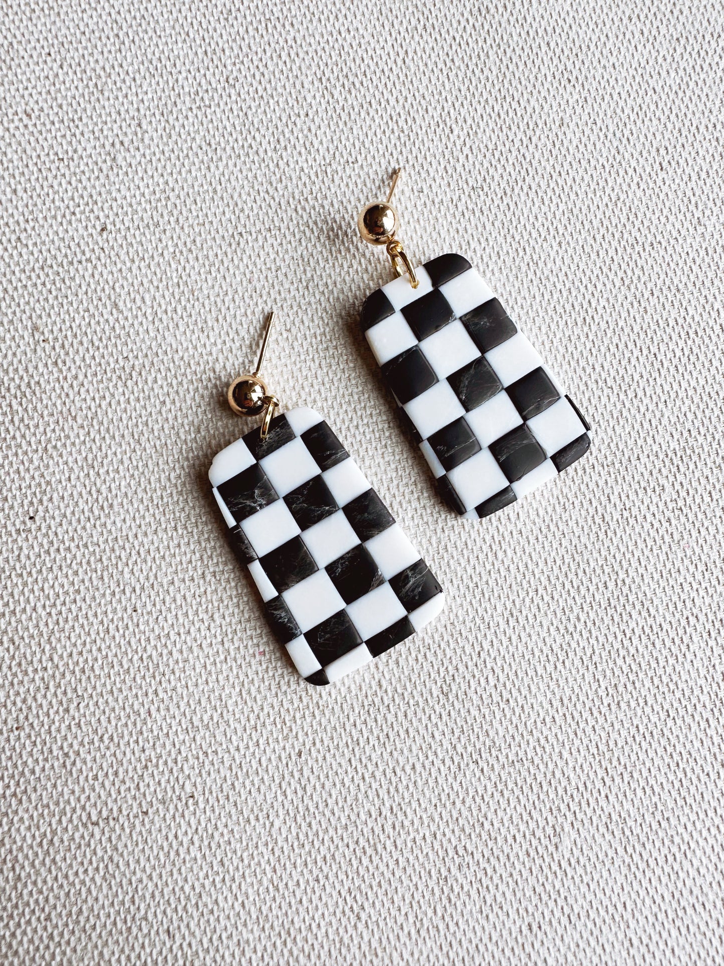 Vintage Checkered Dangle Earrings