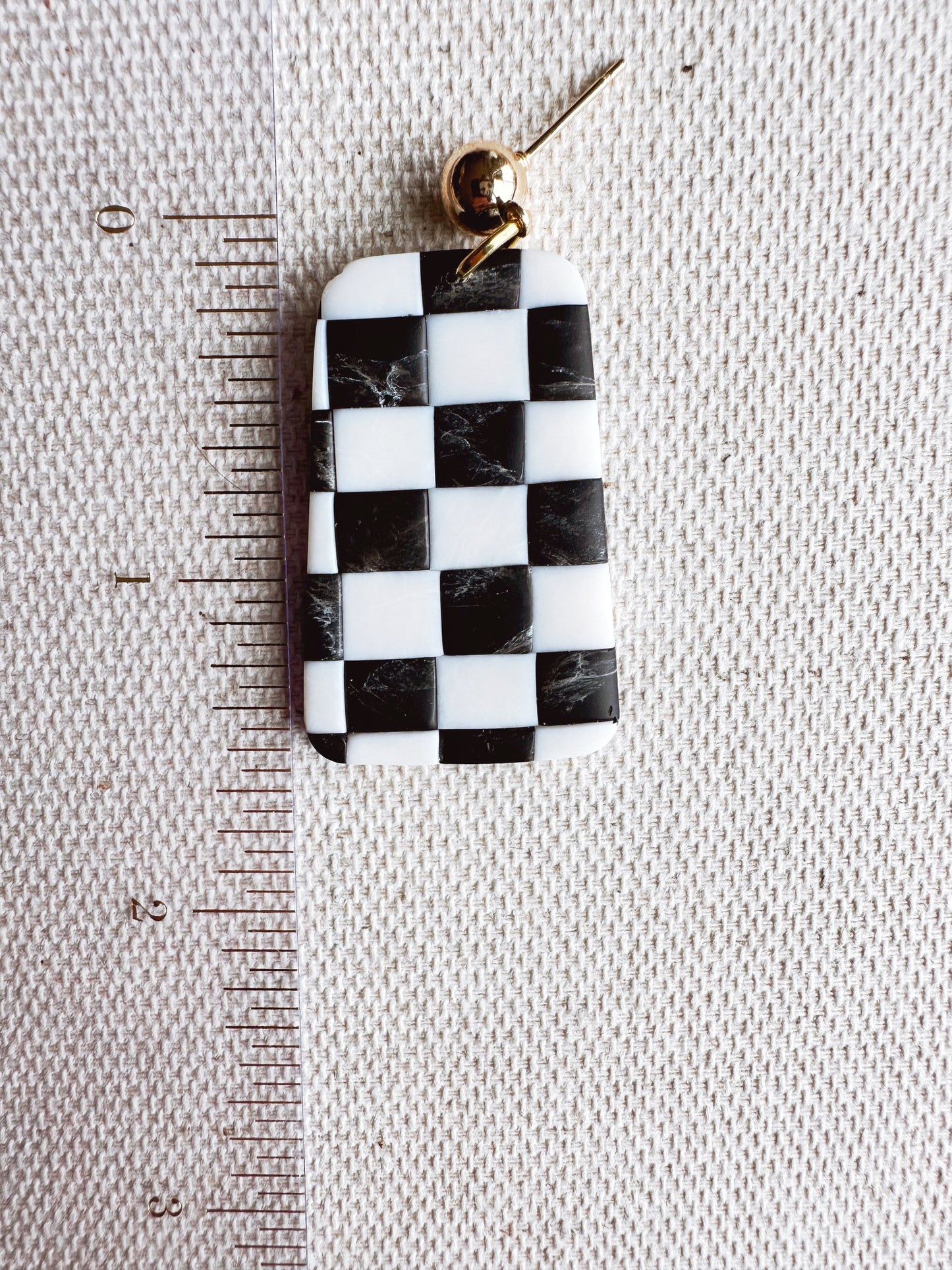 Vintage Checkered Dangle Earrings