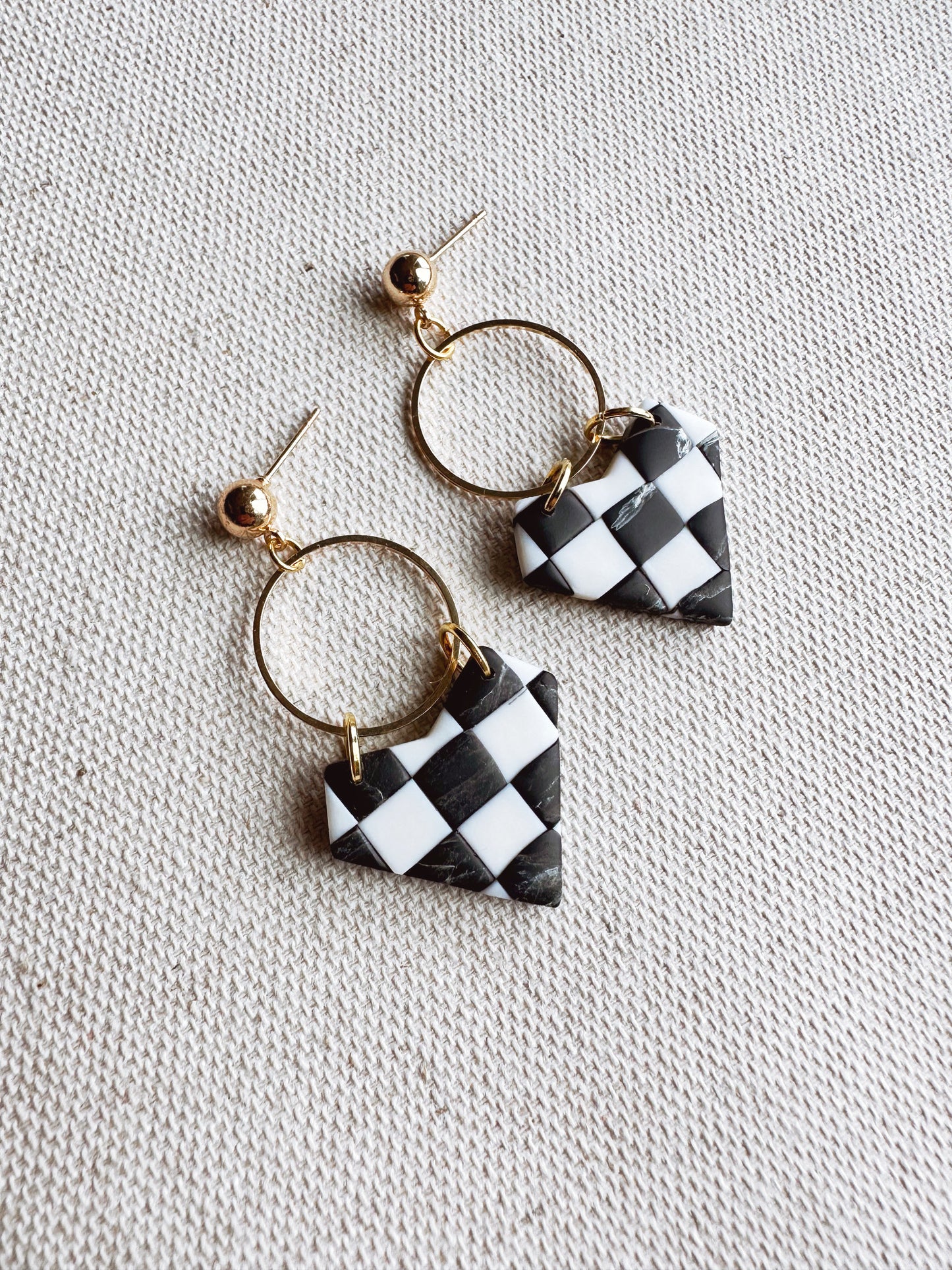 Vintage Checkered Dangle Earrings