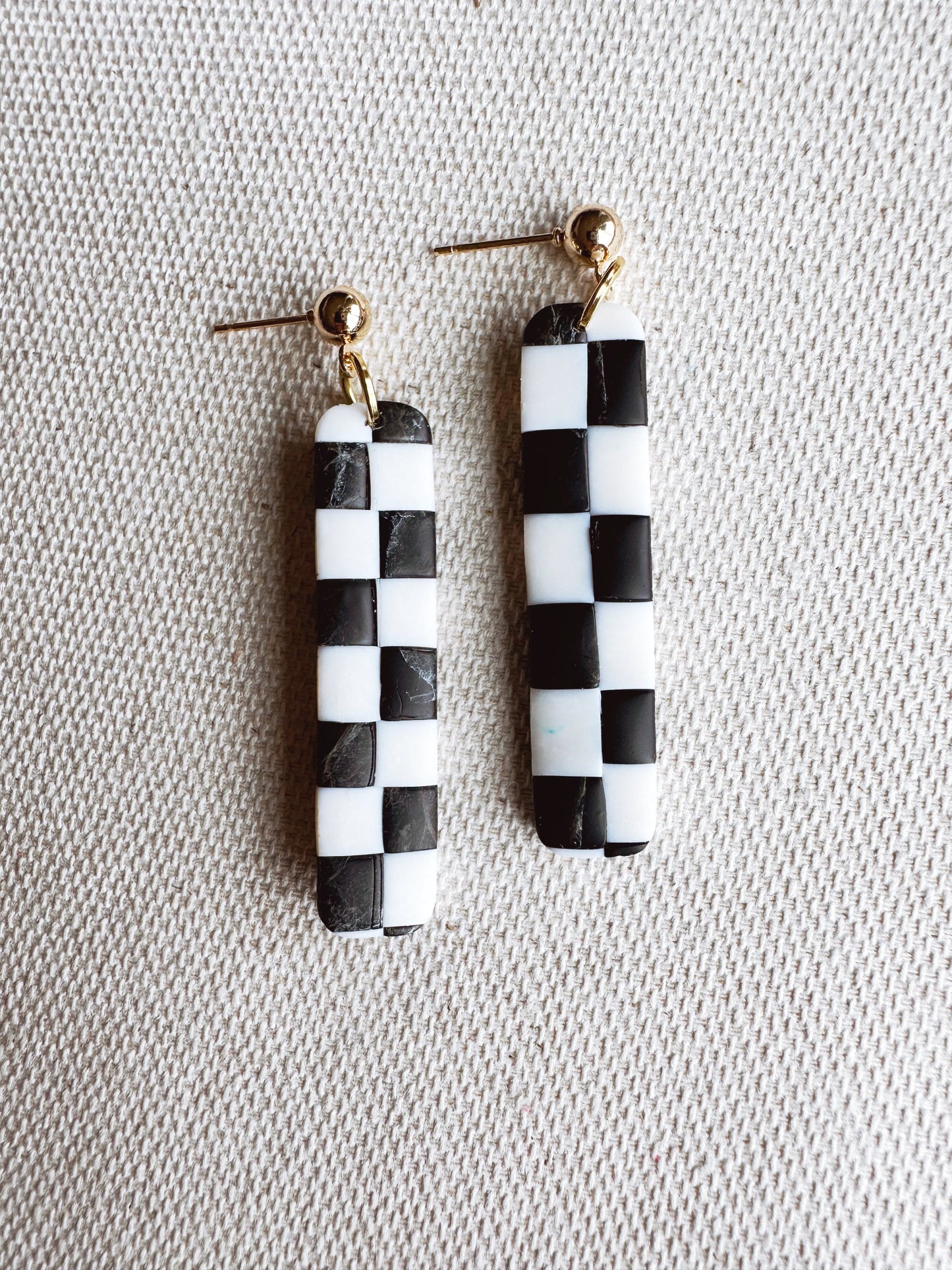 Vintage Checkered Dangle Earrings