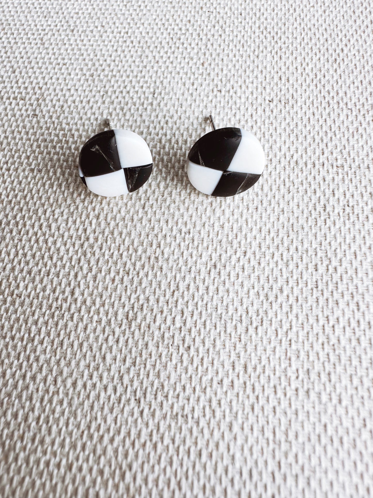 Vintage Checkered Post Earrings