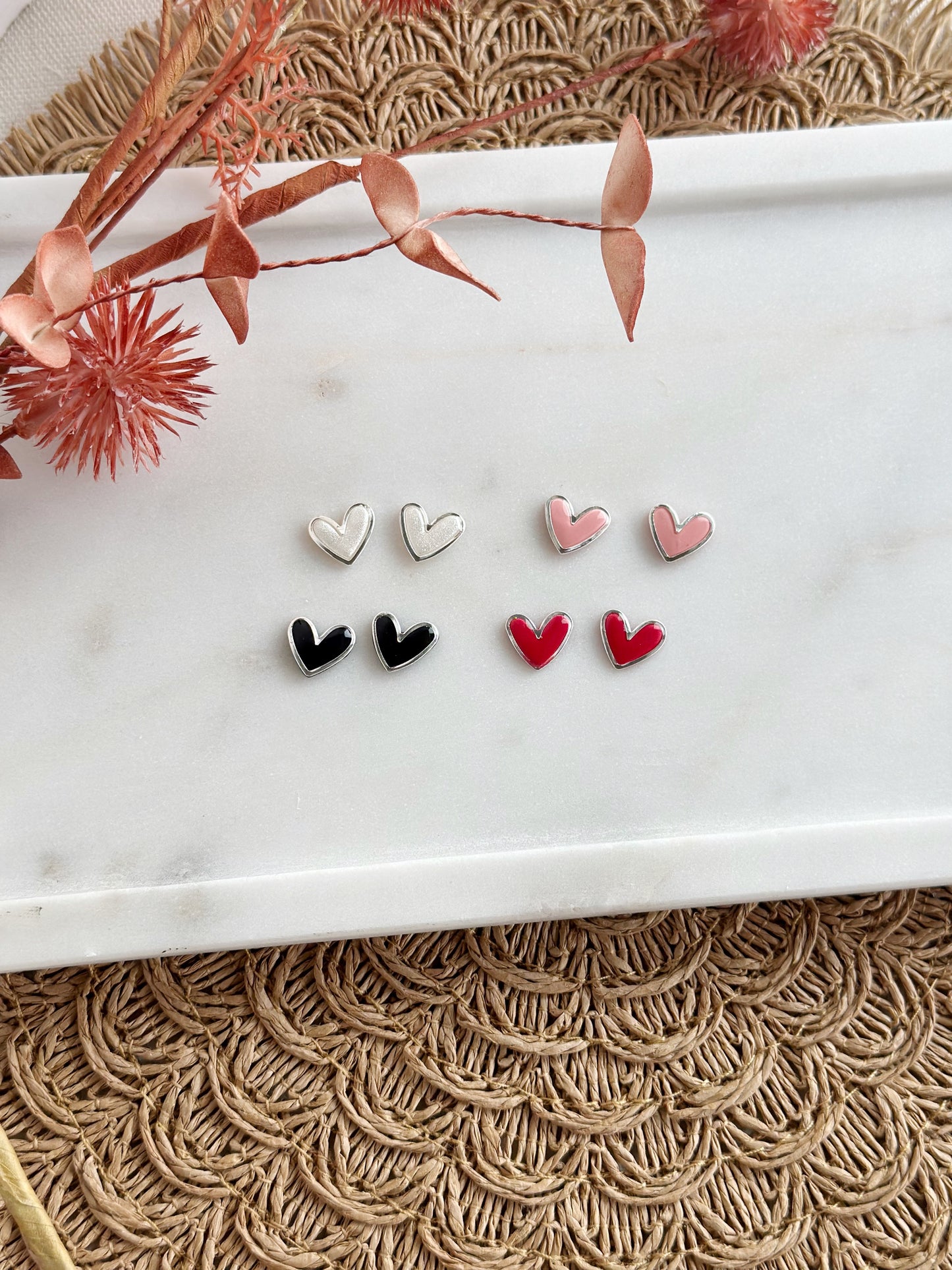 Bezel Heart Studs