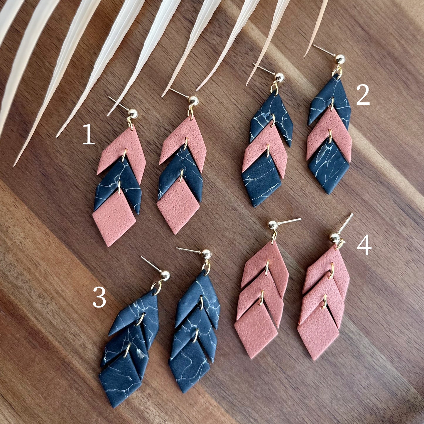 Coral & Black Arrow Dangles