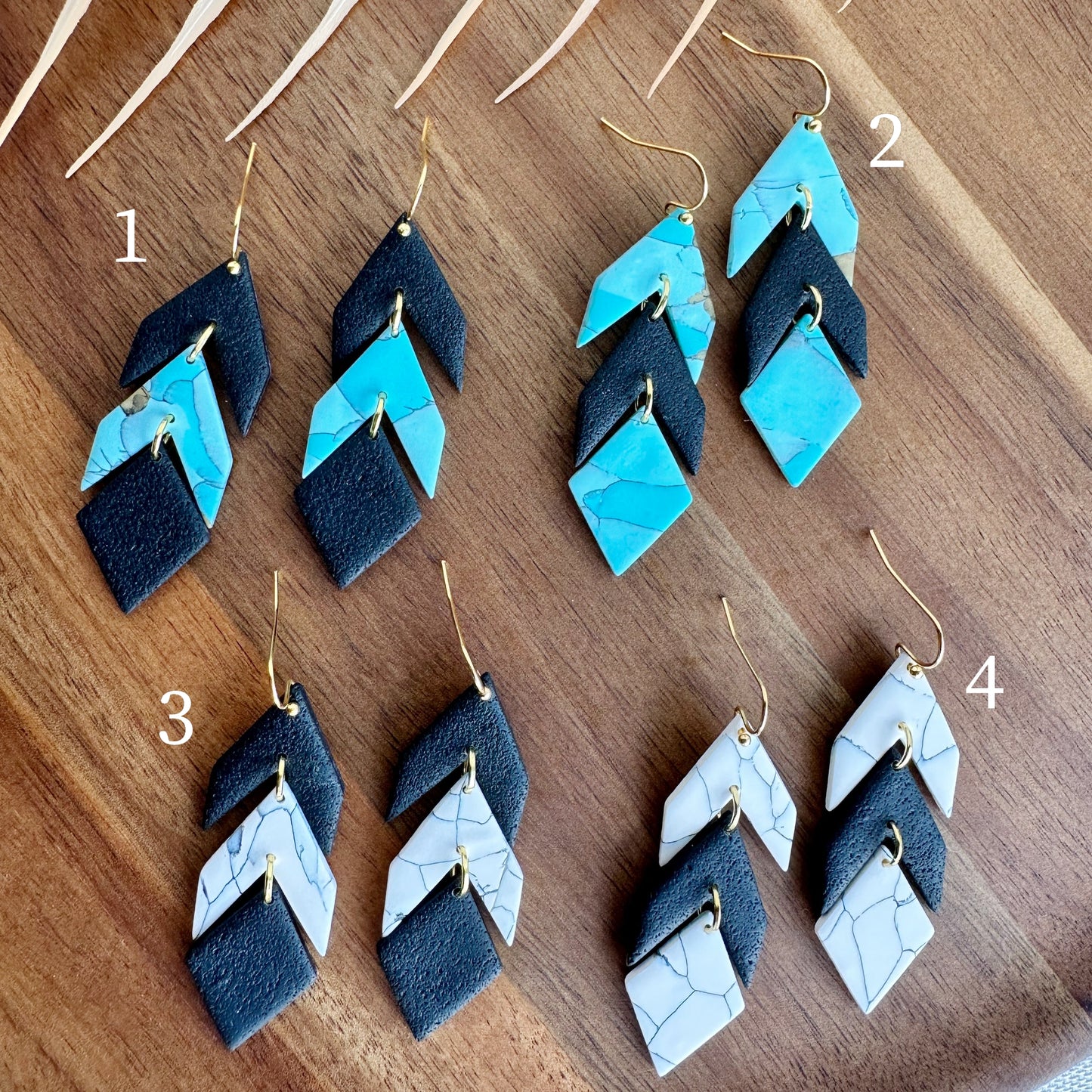 Black, White, & Turquoise Arrow Dangles