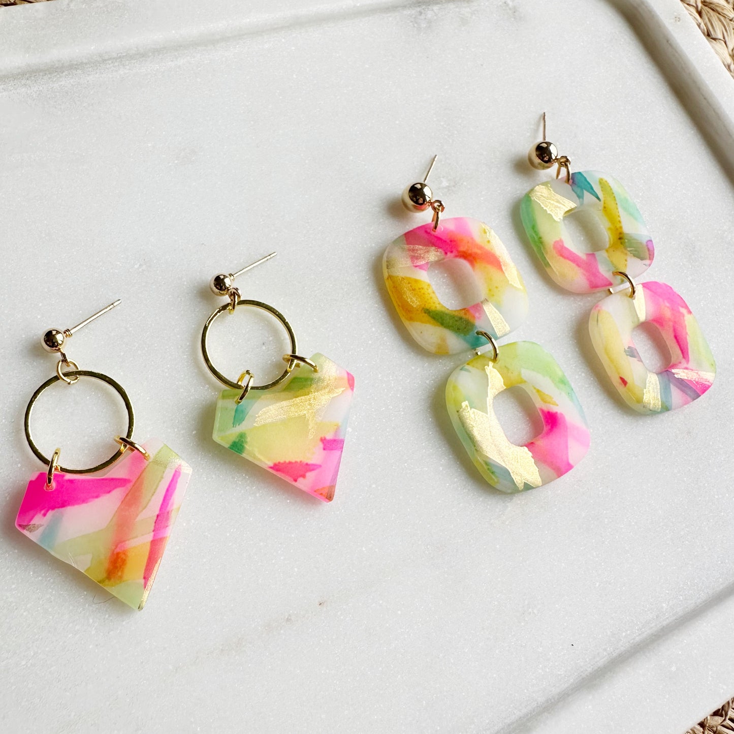 Neon Watercolor Dangles
