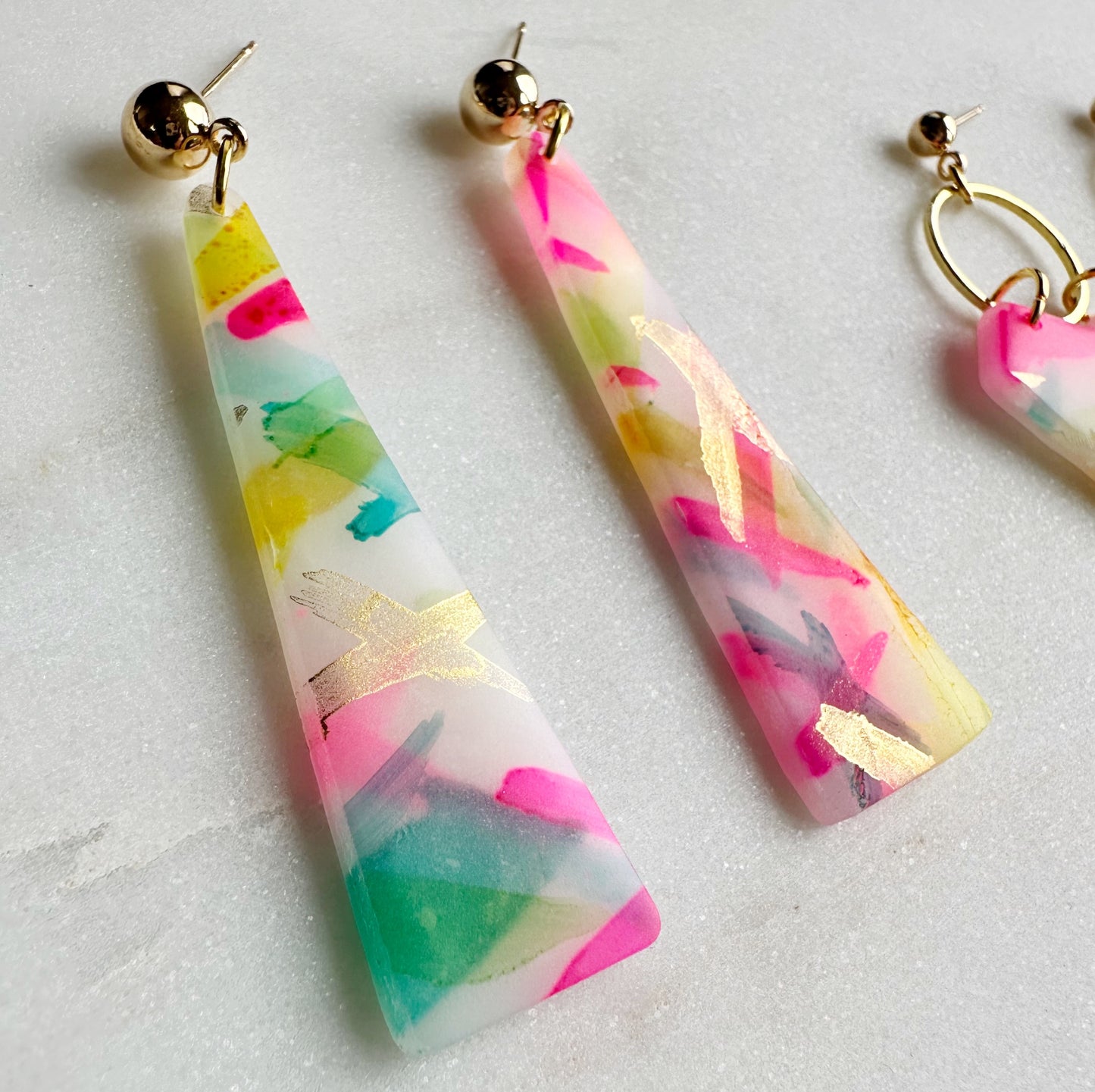 Neon Watercolor Dangles