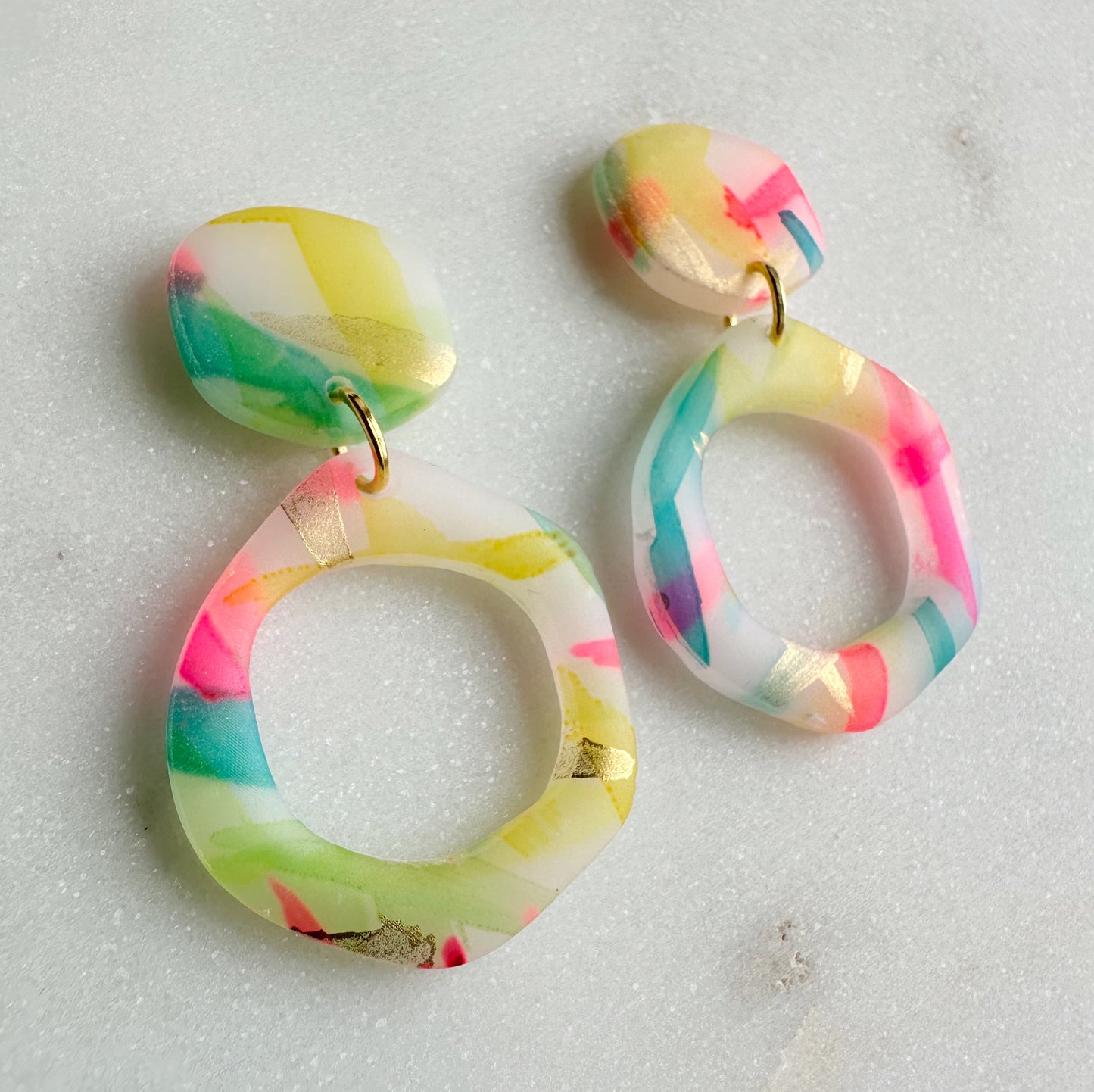 Neon Watercolor Dangles