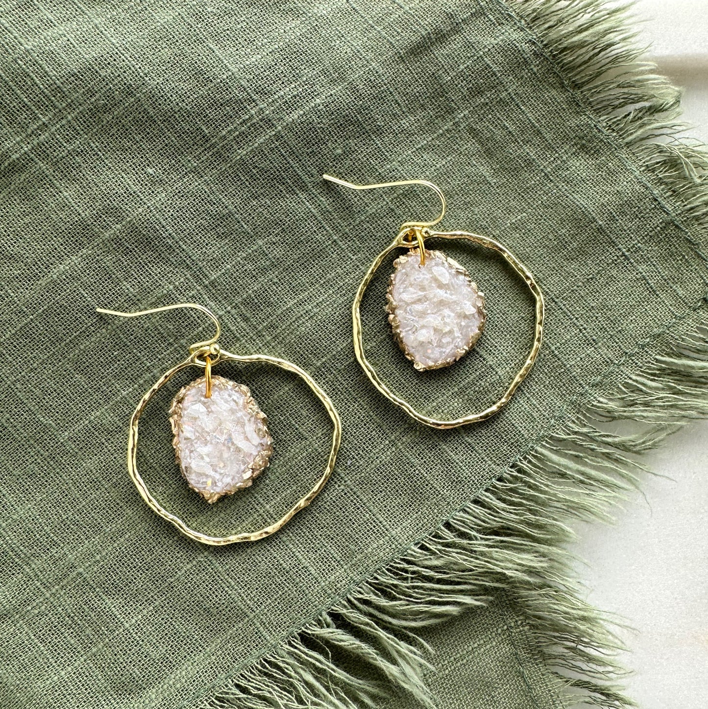 Opal Druzy Hoops