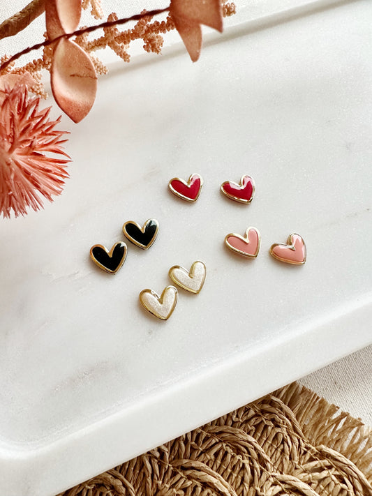 Bezel Heart Studs