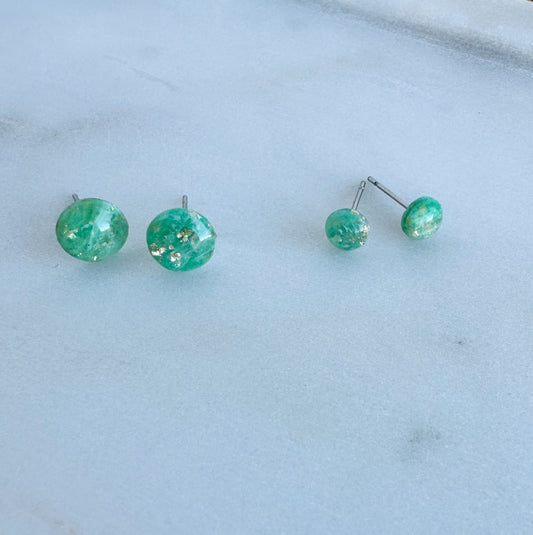 Green Marble Round Studs