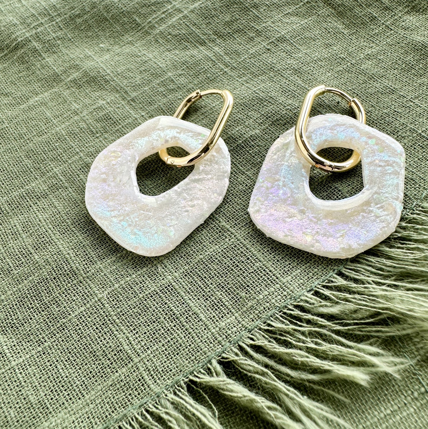 2-in-1 Huggie Hoop with Opal Charm Dangle