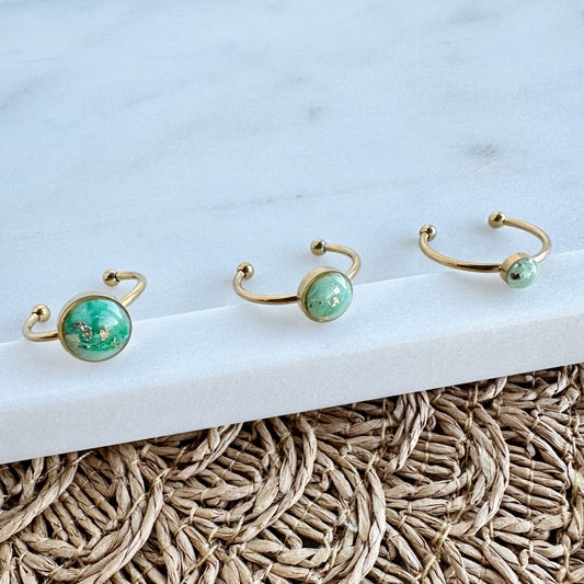 Green Marbled Adjustable Rings