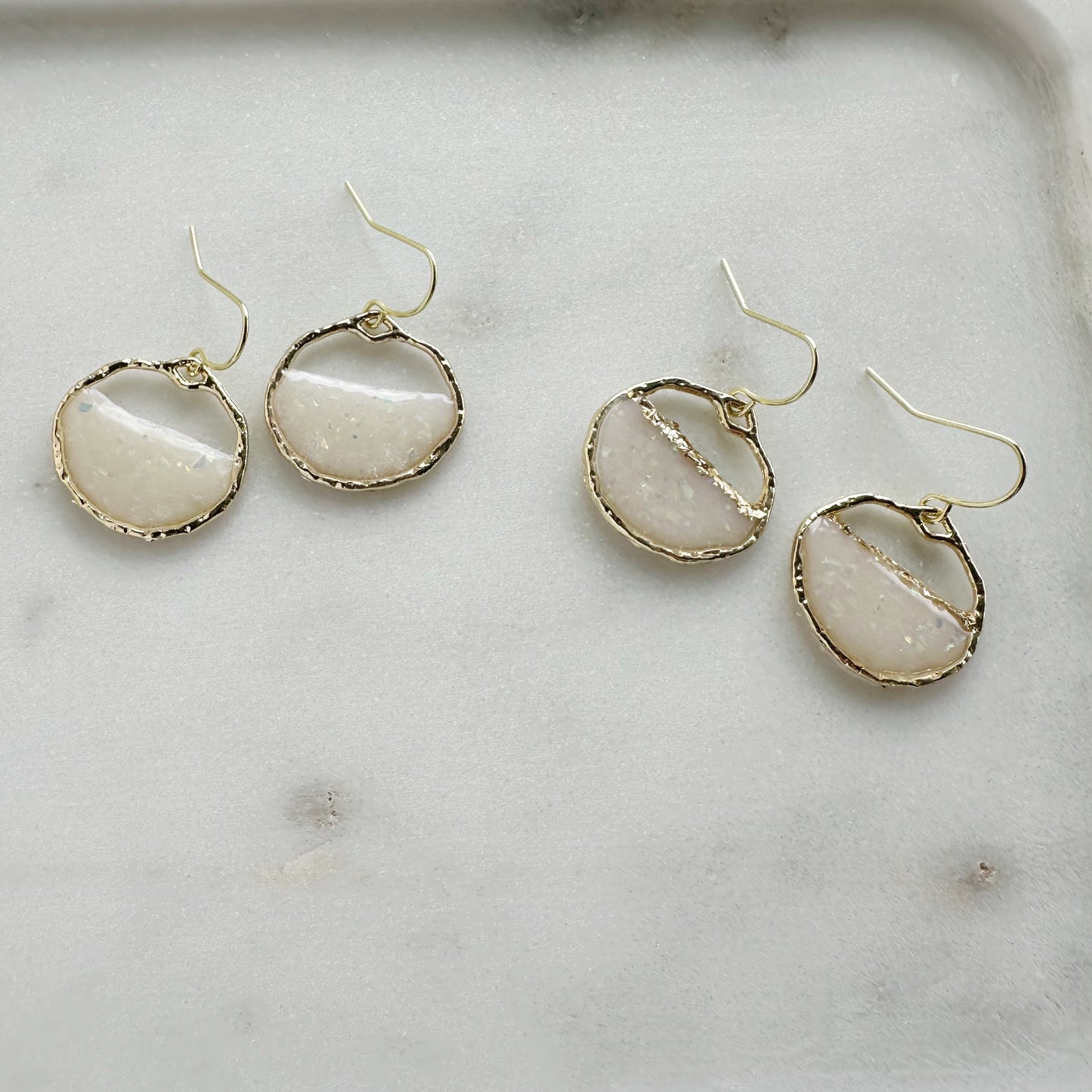 Small Round Opal Hoops