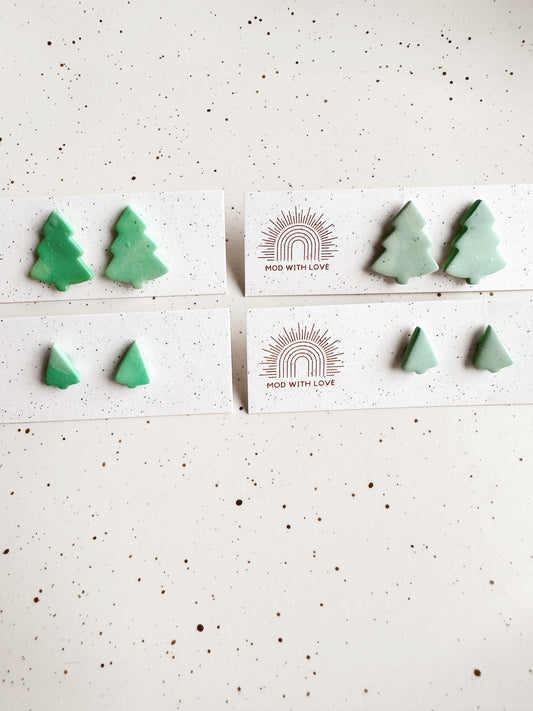 Christmas tree marbled green studs