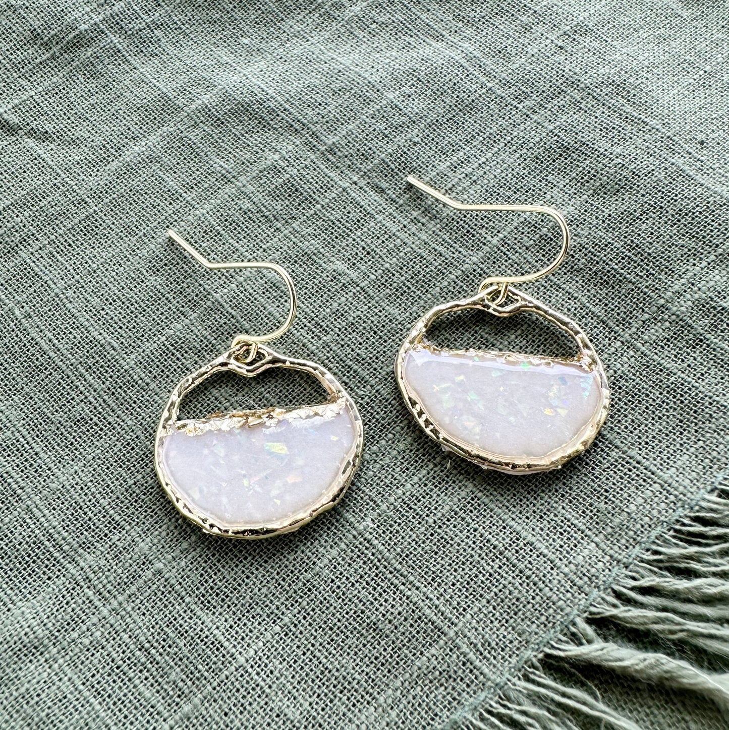 Small Round Opal Hoops
