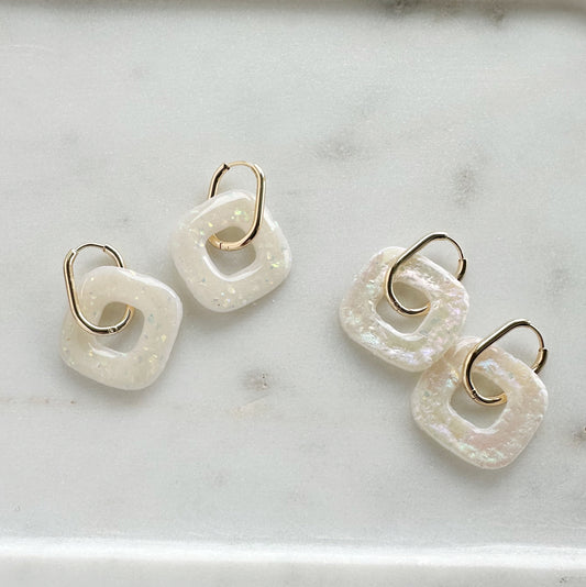 2-in-1 Huggie Hoop with Opal Charm Dangle
