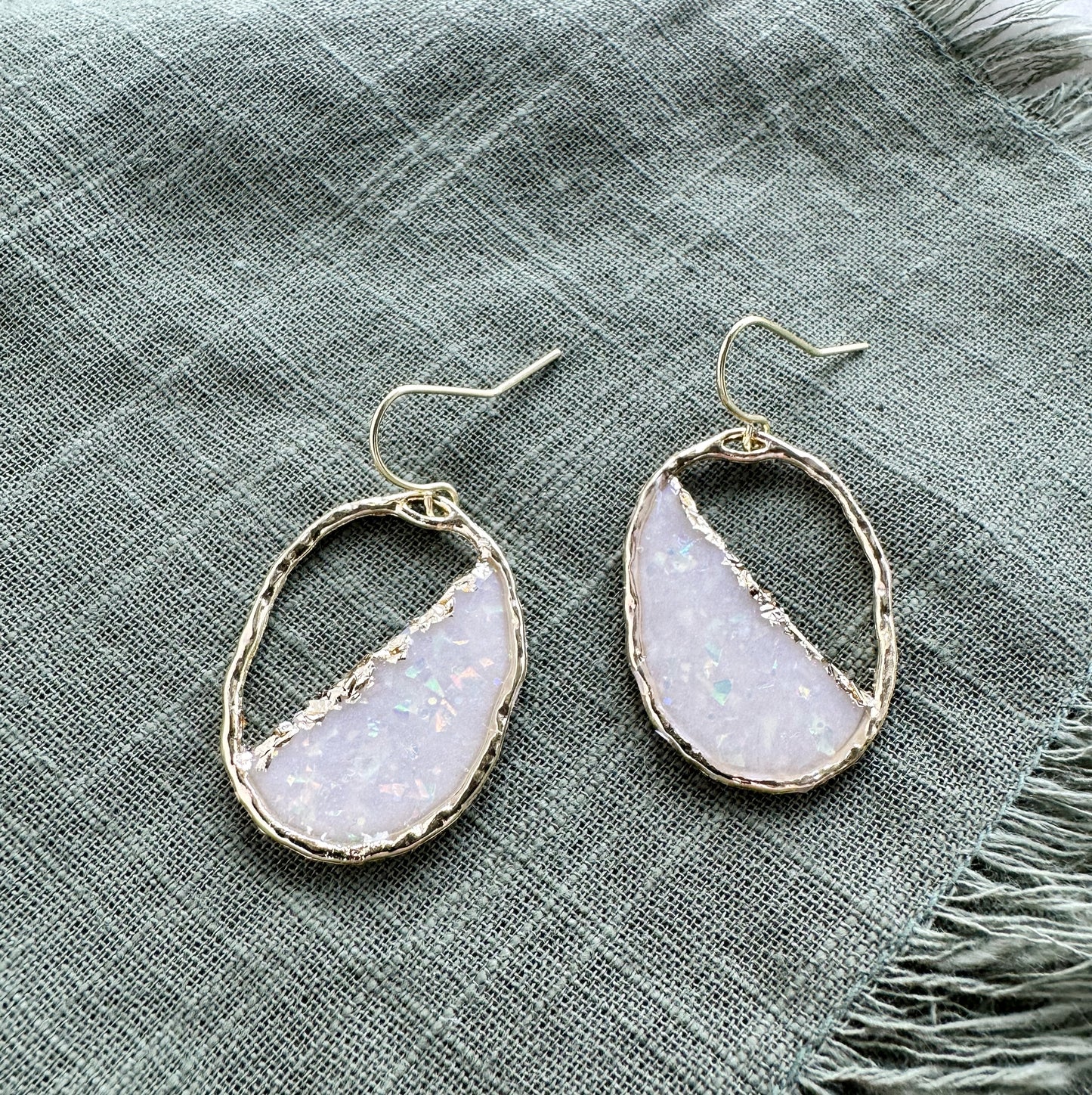 Oval Opal Hoop