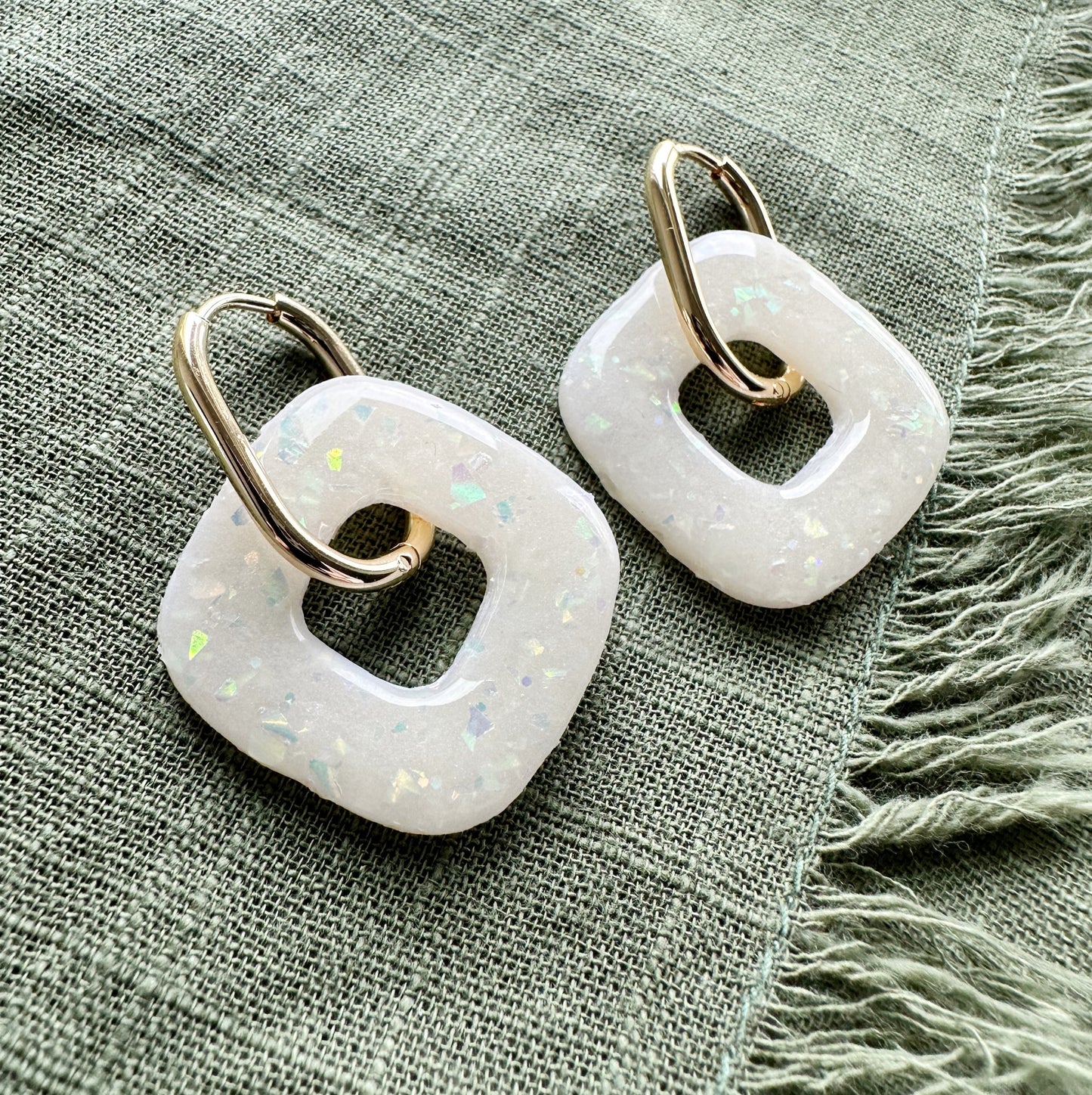 2-in-1 Huggie Hoop with Opal Charm Dangle