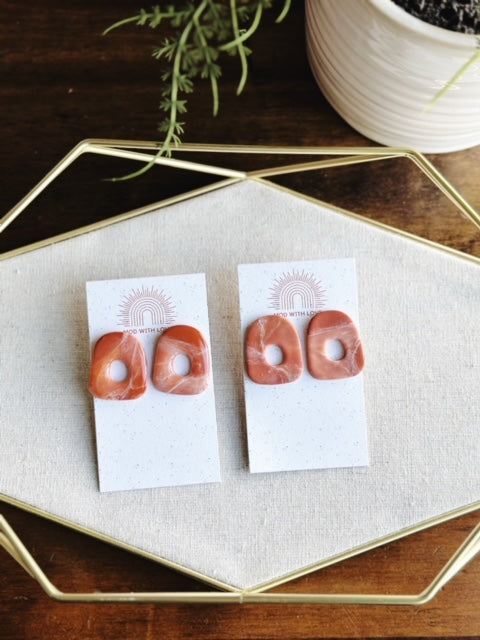 Red Canyon Organic Shape Stud Earrings