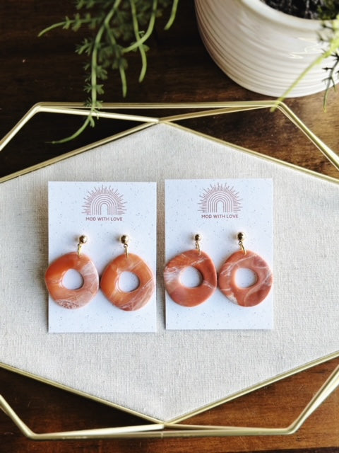 Red Canyon Round Organic Shaped Dangle Earrings
