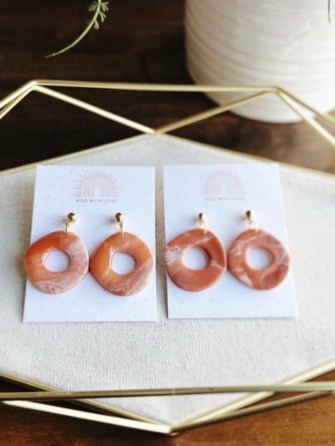 Red Canyon Round Organic Shaped Dangle Earrings