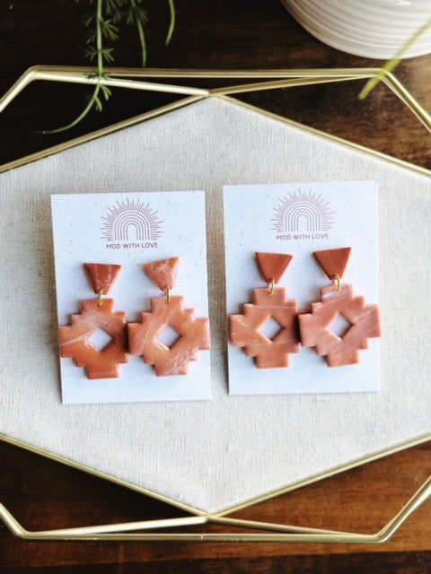 Red Canyon Boho Aztec Dangle Earrings