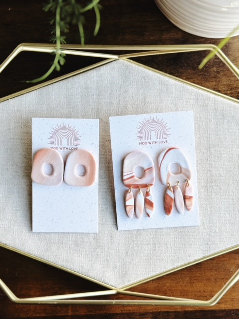 Red Canyon Marbled Organic Shape Earrings