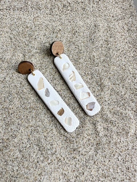 Abalone Shell Rectangle Dangle Earrings