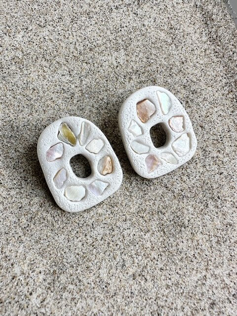 Abalone Shell Pearl Stud Earrings