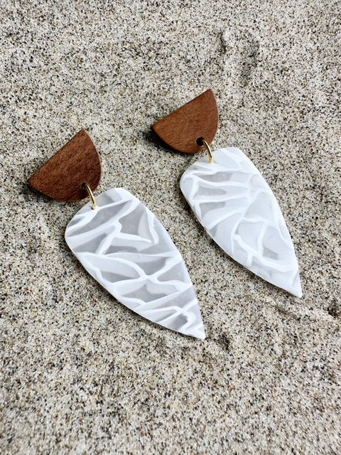 White/Translucent Marbled Dangle Earrings