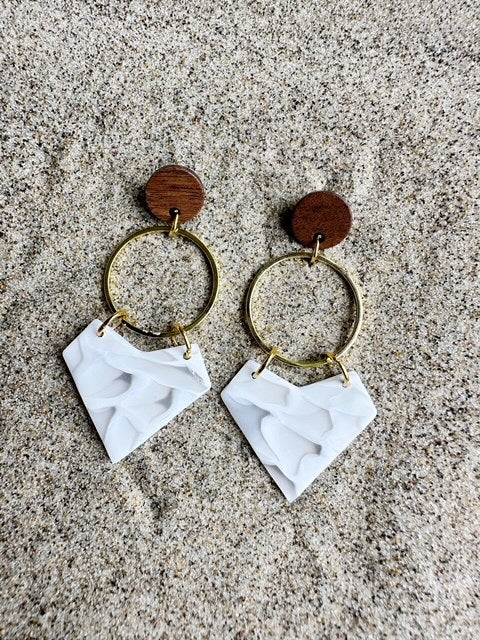 White/Translucent Marbled Dangle Earrings