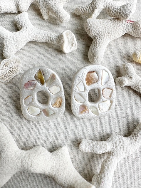 Abalone Shell Pearl Stud Earrings