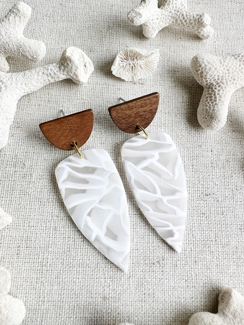 White/Translucent Marbled Dangle Earrings