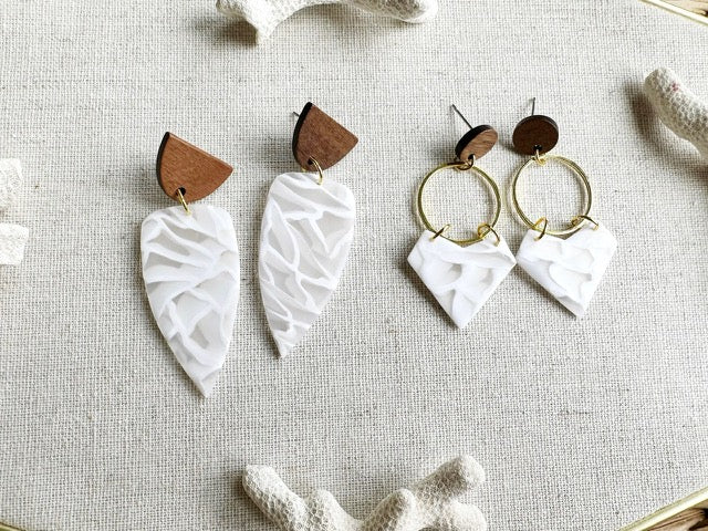 White/Translucent Marbled Dangle Earrings