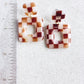 Checkered Tortoise Shell Square Dangle Earrings